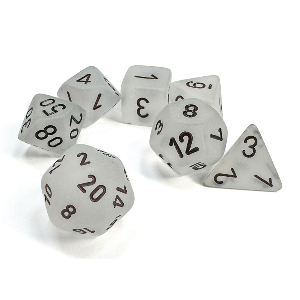 Chessex - Frosted Clear/black Polyhedral 7-Dice Set