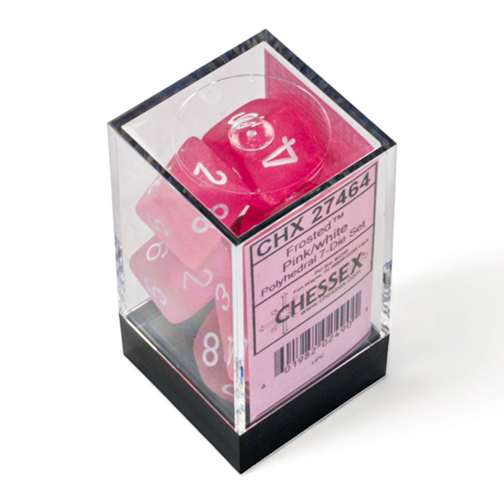Chessex - Frosted Pink/white Polyhedral 7-Dice Set