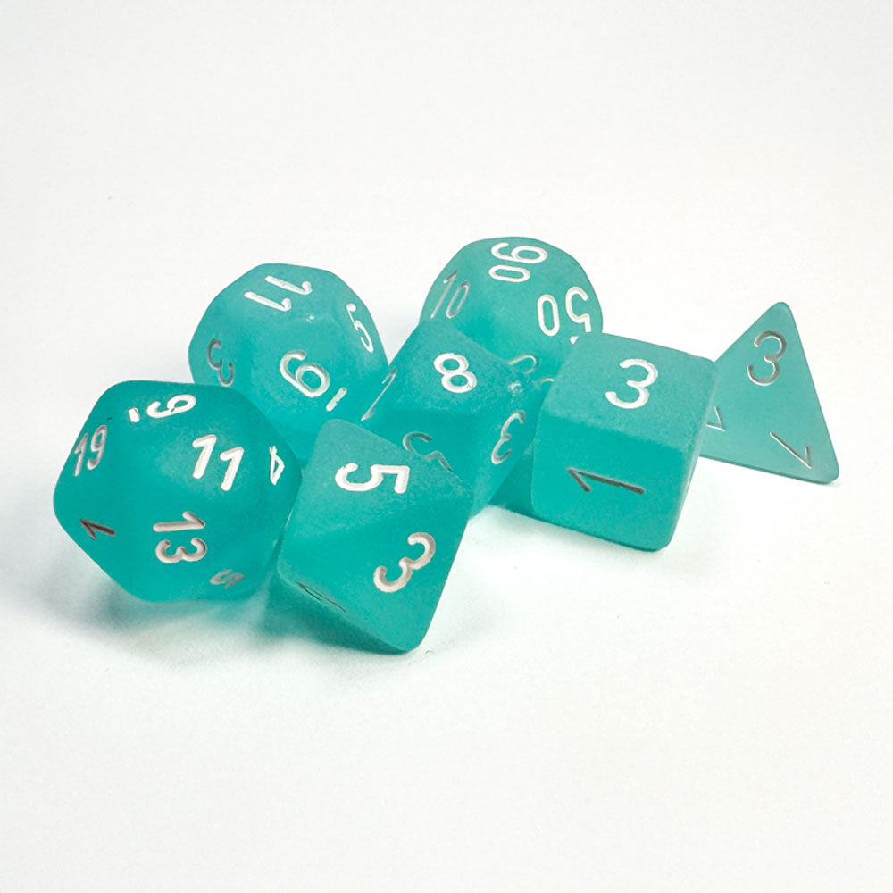 Chessex - Frosted Teal/white Polyhedral 7-Dice Set