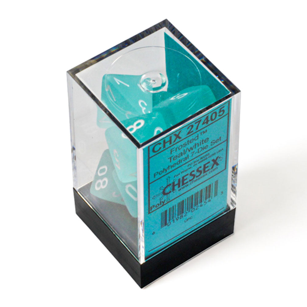 Chessex - Frosted Teal/white Polyhedral 7-Dice Set