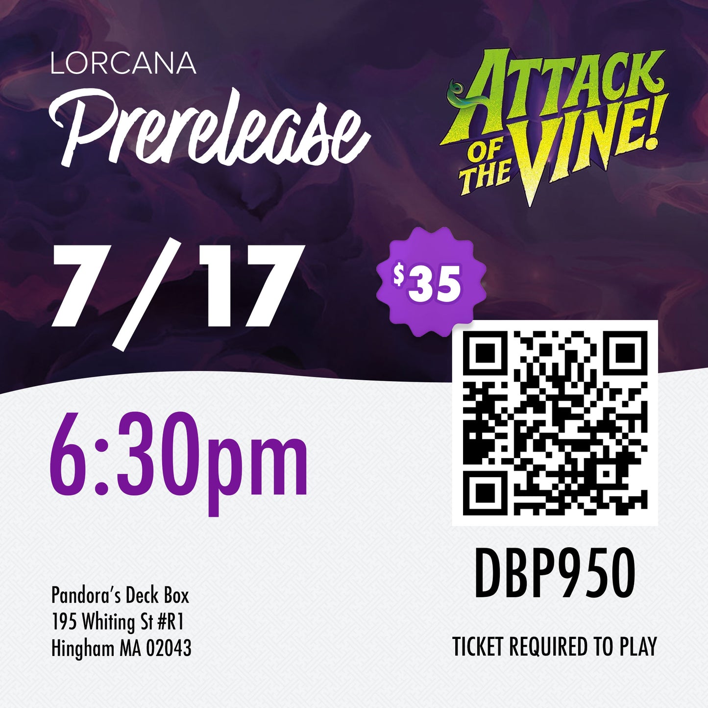 EVENT - Lorcana Prerelease - Attack of the Vine!