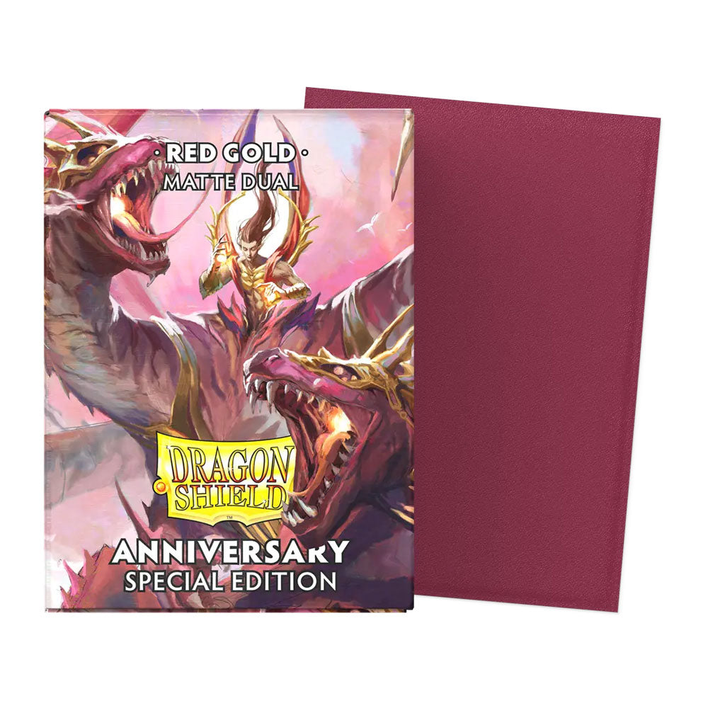 Dragon Shield Sleeves (Standard Size, Anniversary Special Edition, 100ct) - Pomegranate & Gold